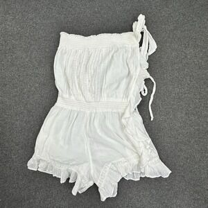 Free People Women Boho Romper White Lace Ruffle Festival Medium